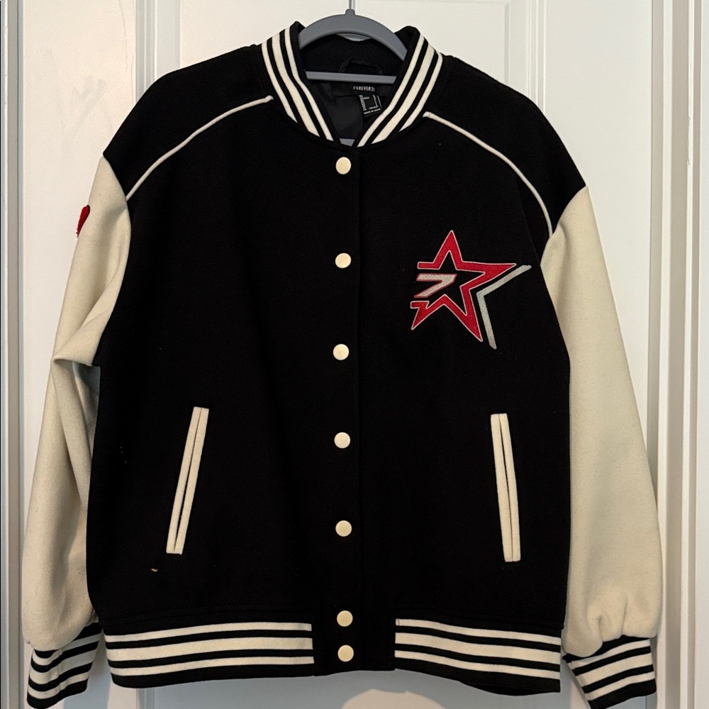 Forever 21 Black and White Varsity Jacket